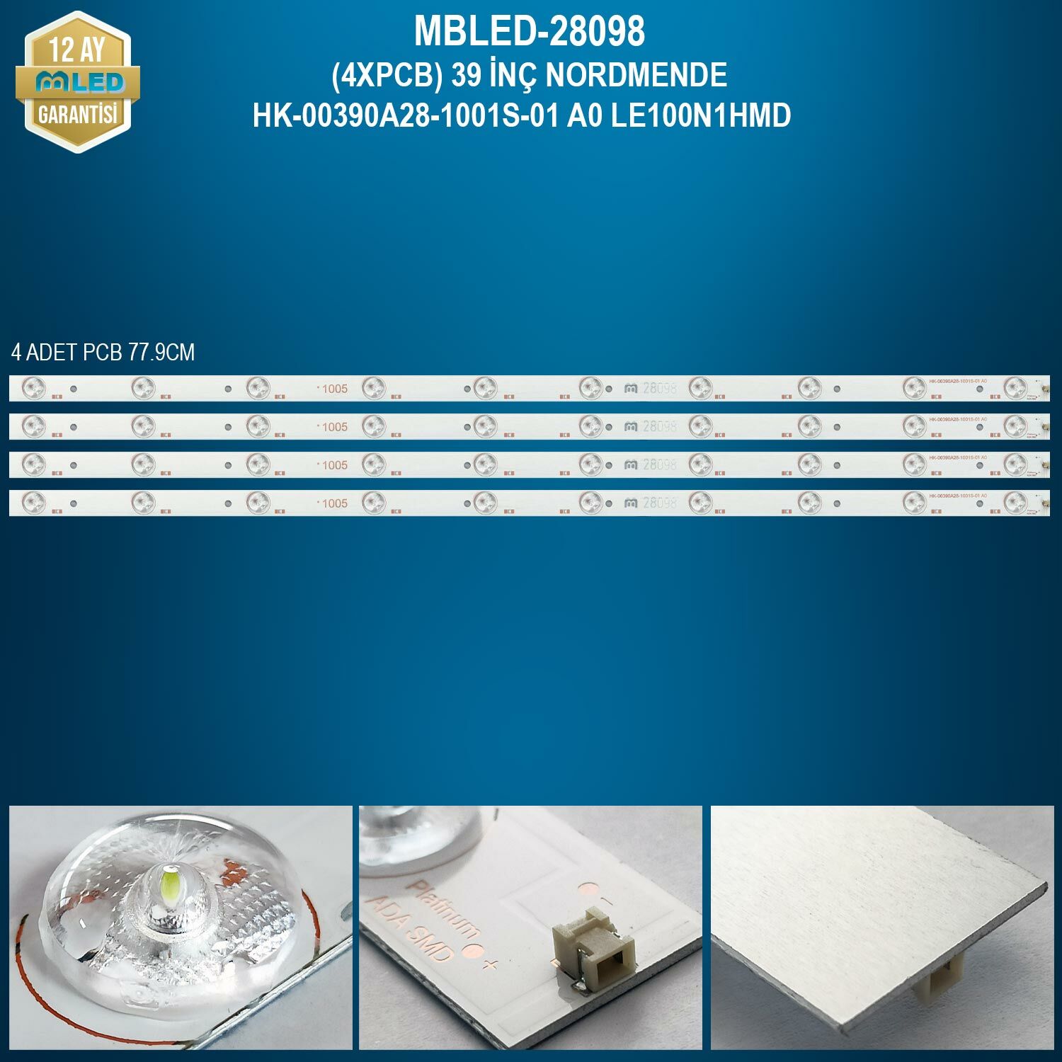MBLED (4XPCB) 39 İnç Nordmende Hk-00390A28-1001S-01 A0 Le100N1Hmd