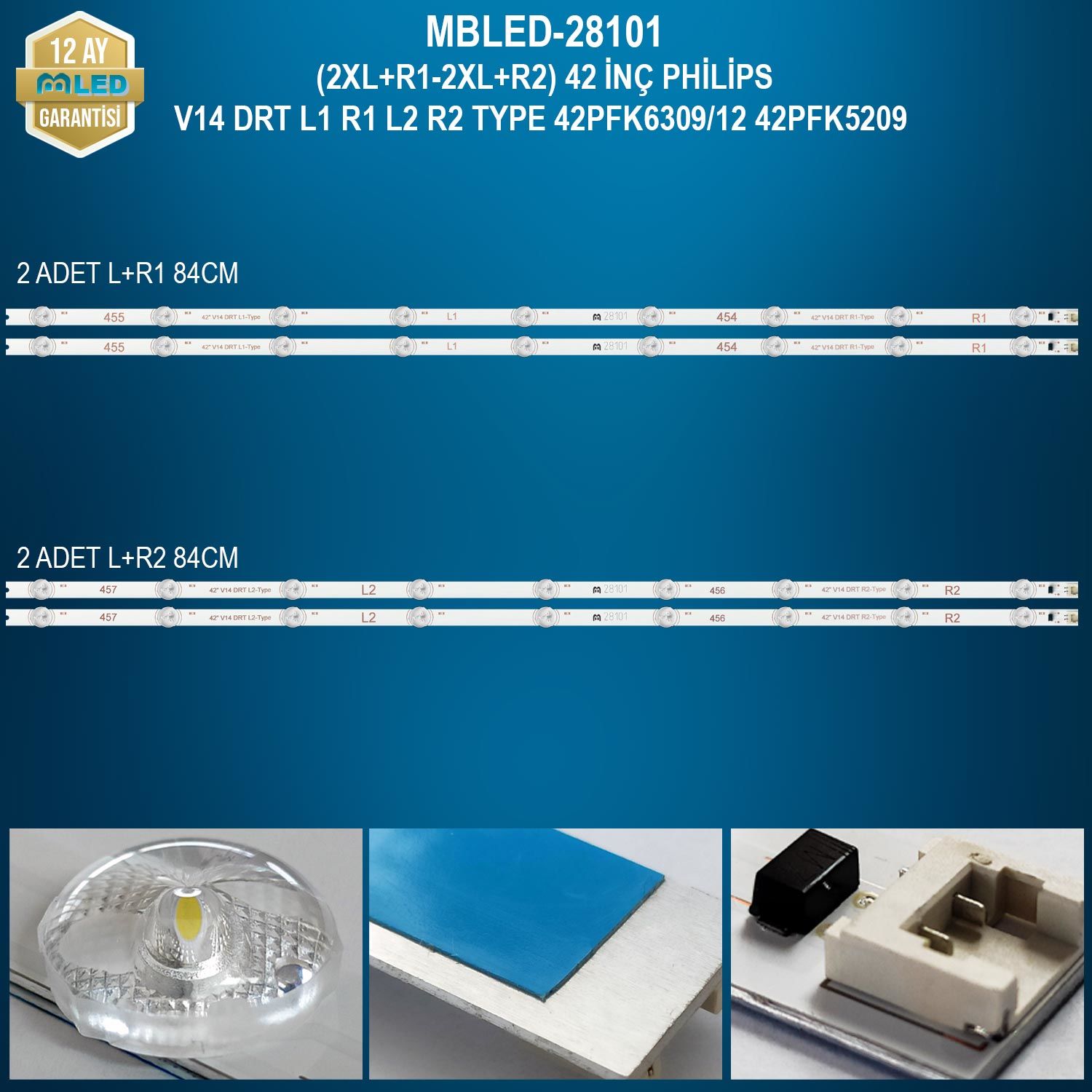 MBLED (2XL1+R1-2XL2+R2) 42 İnç Philips V14 Drt L1 R1 L2 R2 Type 42Pfk6309/12 42Pfk5209