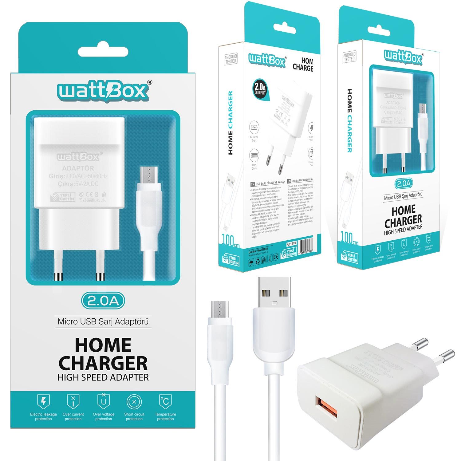 ŞARJ ADAPTÖR MICRO 2A BEYAZ WATTBOX