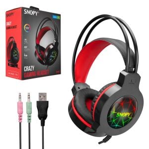 KABLOLU OYUNCU KULAK ÜSTÜ KULAKLIK MİKROFONLU 2MT LEDLİ SNOPY CRAZY SN-GX7