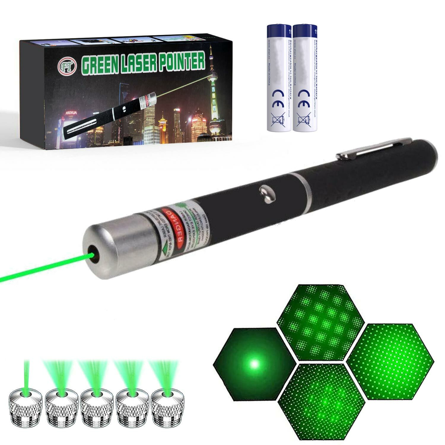 YEŞİL LAZER PİLLİ 5 BAŞLIKLI