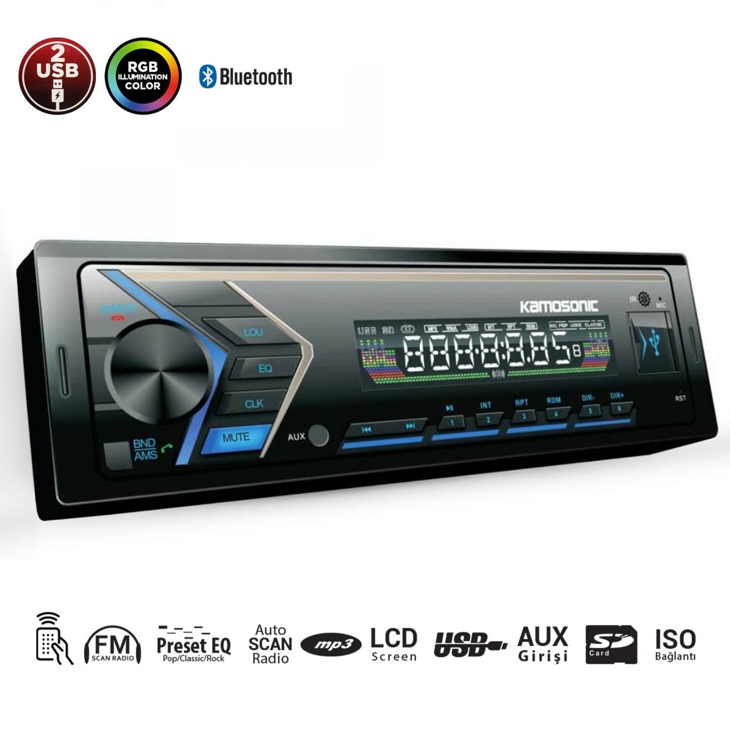 OTO TEYP 4X50W BT/2XUSB/SD/FM/AUX KAMOSONIC KS-MX680