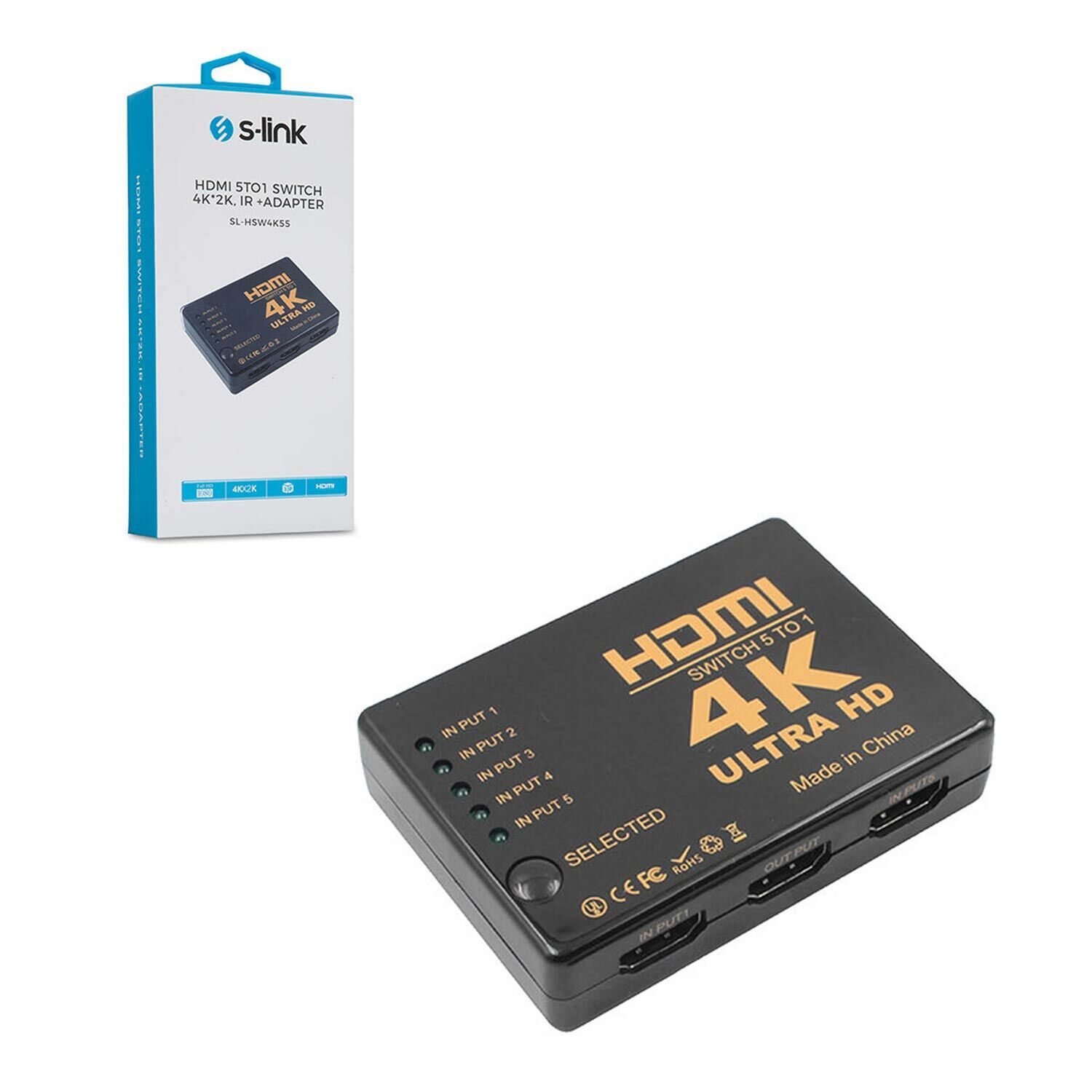 HDMI SWITCH 5 GİRİŞ 1 ÇIKIŞ S-LİNK SL-HSW4K55