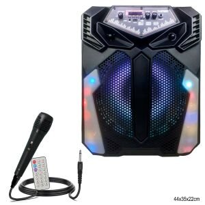 AKTİF SEYYAR ANFİ EL MİKROFONLU 30CM 20W BT/USB/SD LEDLİ QS-1214