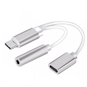 TYPE-C ERKEK TO 3.5MM JACK+TYPE-C DİŞİ ÇEVİRİCİ HYTECH HY-XO40