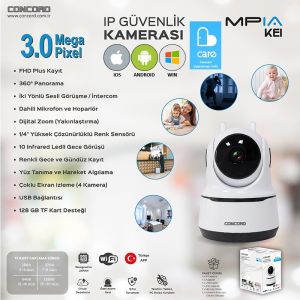 CONCORD MPIA-KEI Ip Smart Kamera 3mp 3.6mm Wi-Fi Renkli Gece Görüş Harekete Duyarlı