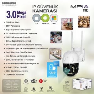 IP SMART KAMERA 3MP 3.6MM WIFI RENKLİ GECE GÖRÜŞ CONCORD MPIA-RIO