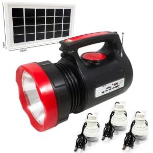 EL FENERİ PROJEKTÖR SOLAR PANEL ŞARJLI 10W+22LED USB/SD/FM SİLVER TOSS ST-1908