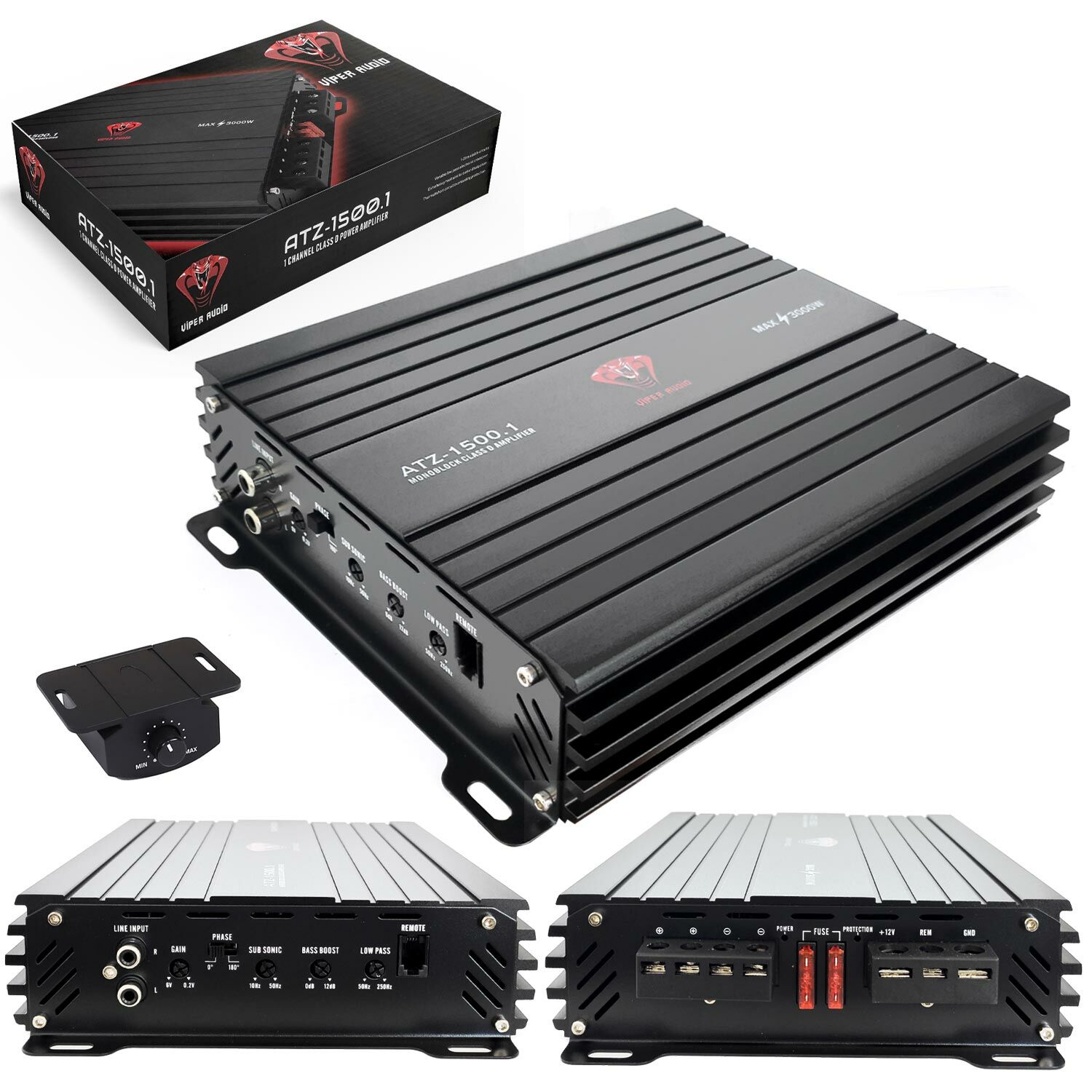VİPER AUDİO ATZ-1500.1 Oto Anfi Mono 3000 Watt 1 Kanal Bass Kontrol