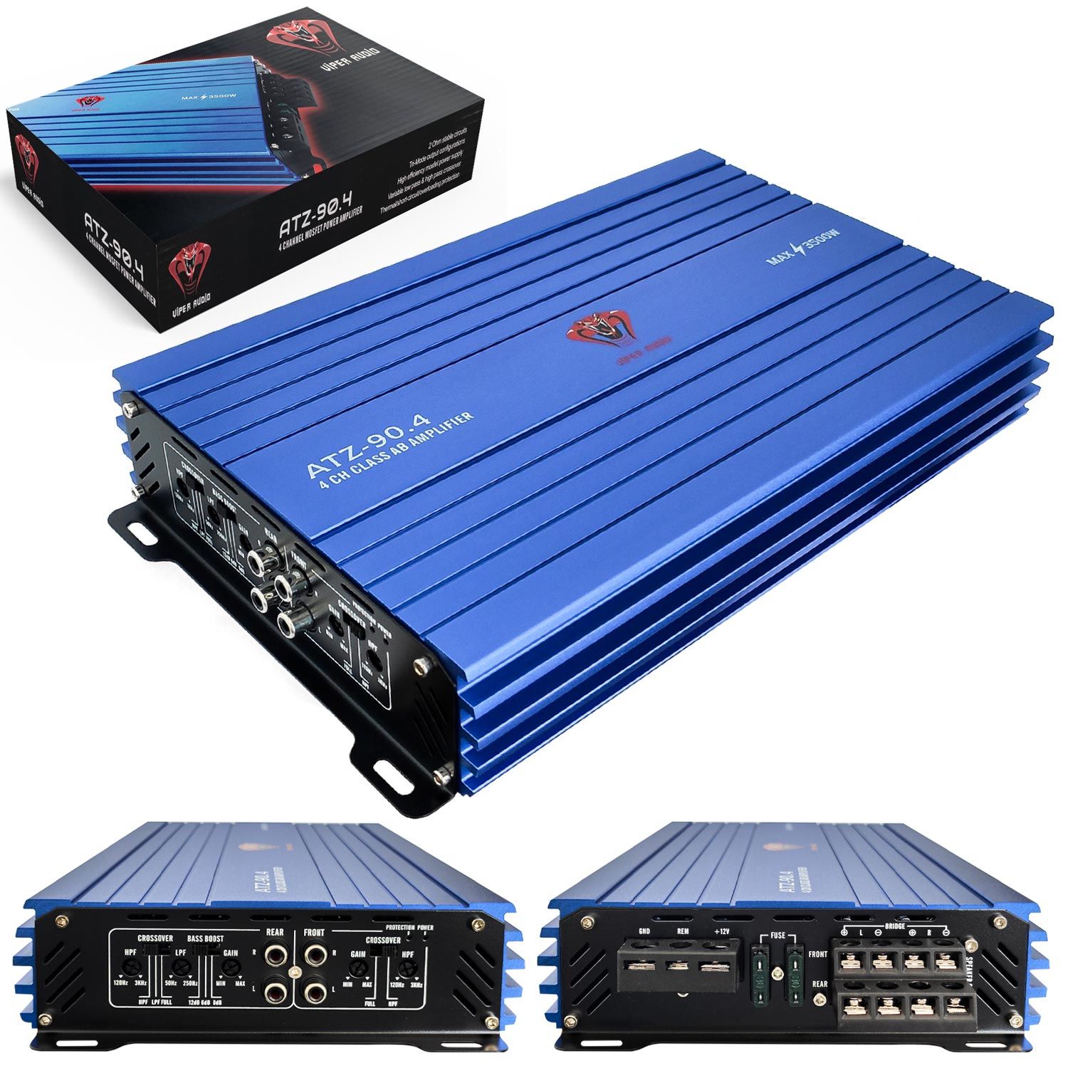 VİPER AUDİO ATZ-90.4 Oto Anfi Stereo 3500 Watt 4 Kanal
