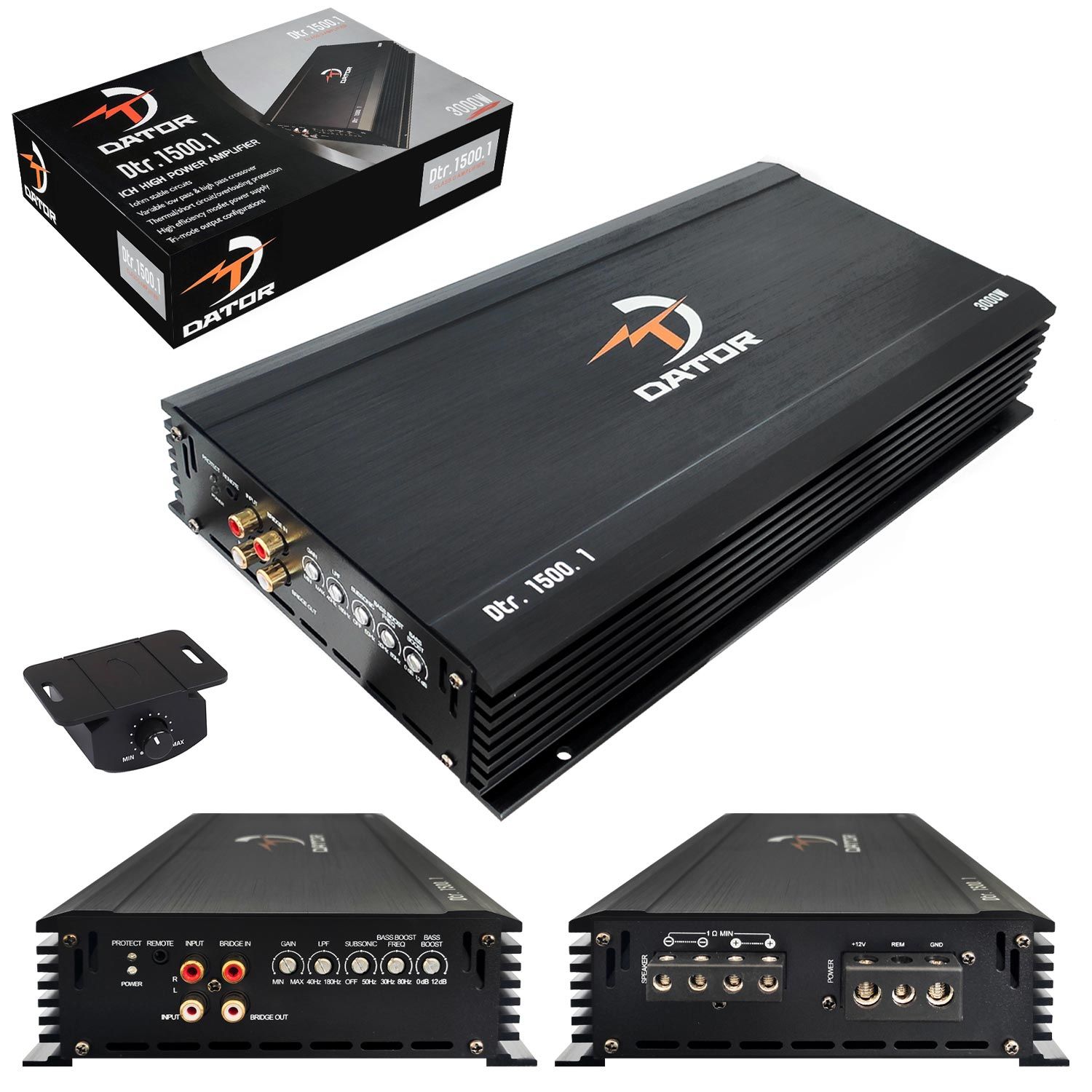 DATOR DTR-1500.1 Oto Anfi Mono 3000 Watt 1 Kanal Bass Kontrol