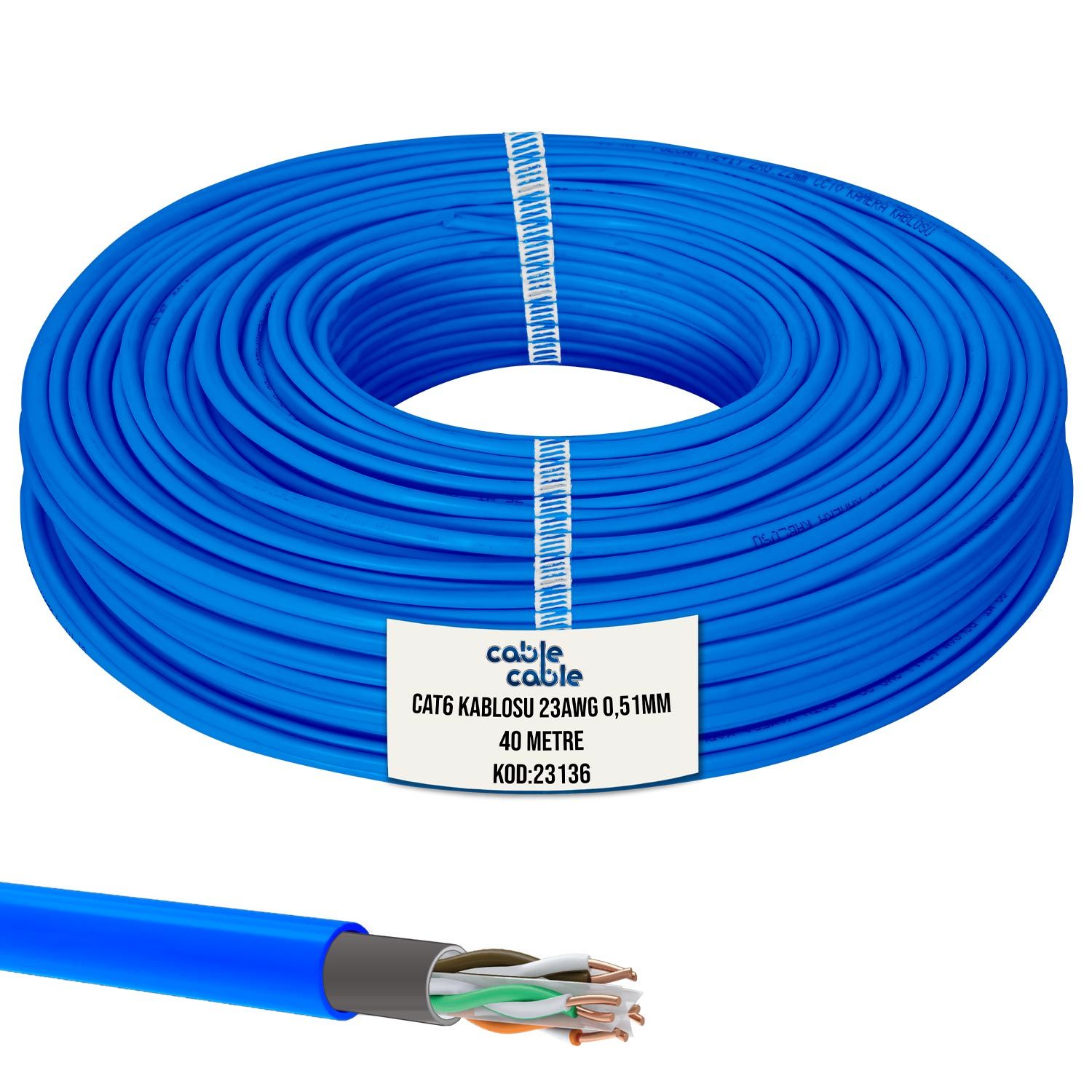 CAT6 KABLO DIŞ MEKAN 23AWG 0.51MM 40MT MAVİ CABLECABLE