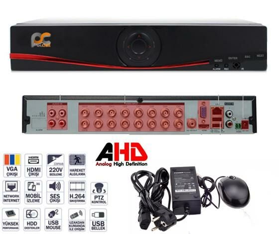 KAYIT CİHAZI DVR AHD 16 KANAL 1080N 1/2MP XMEYE POLCAM PC-16
