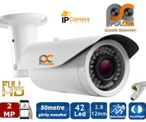 IP KAMERA BULLET 2MP 2.8-12MM VARIFOCAL 42LED POLCAM PC-0221V