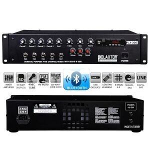 POWER MİXER ANFİ 5 KANAL 300W BT/USB/SD/UK/FM/EKO YERLİ POLAXTOR PLX-300E