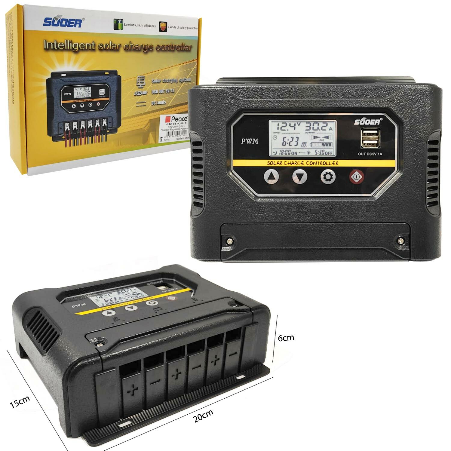 SOLAR ŞARJ KONTROL CİHAZI REGÜLATÖR 12-24V 40A PEACE B-2711
