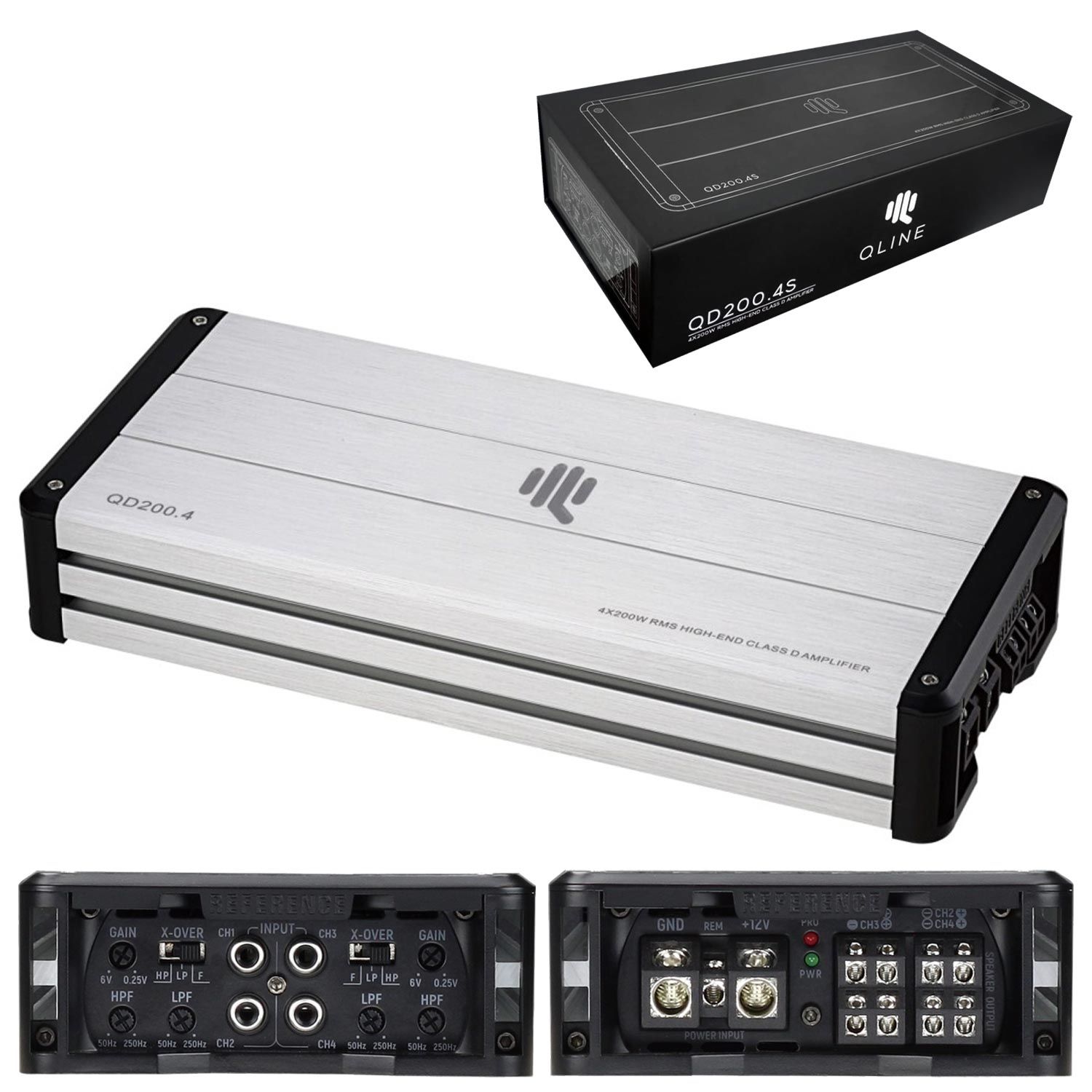 QLINE QD200.4S Oto Anfi Stereo Rms 4X200 Watt 4 Kanal