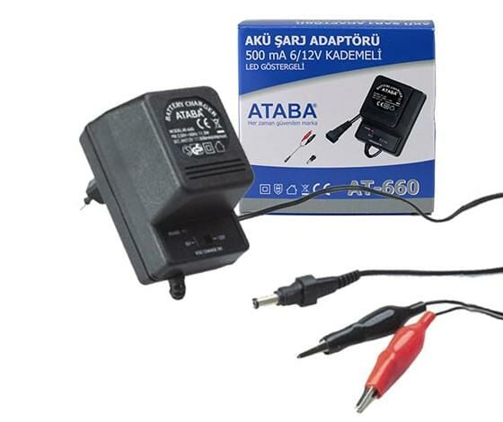 AKÜ ŞARJ ALETİ KADEMELİ 6/12V 500MA ATABA AT- 660