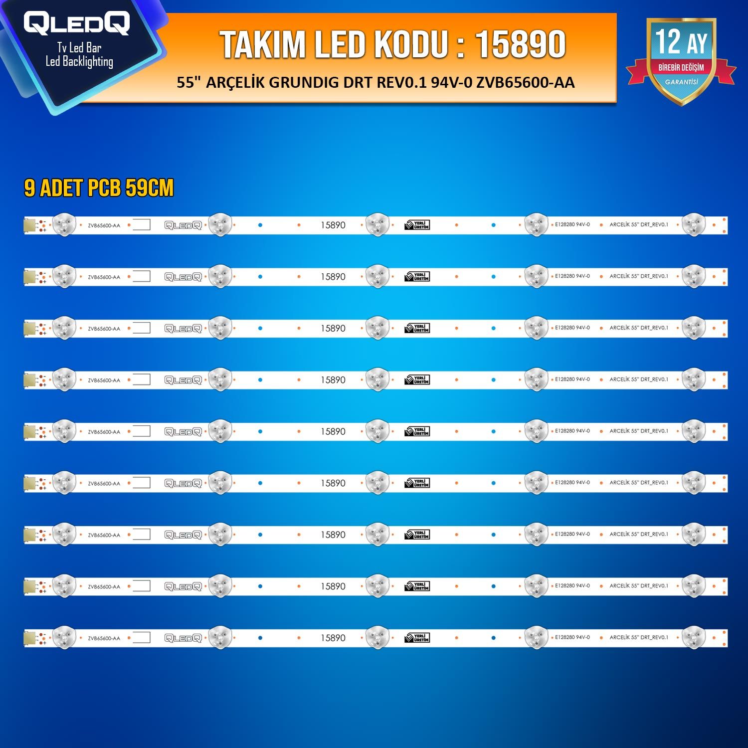 TAKIM LED-90 (9XPCB) 55 ARÇELİK GRUNDIG ARC490 DRT REV0.1 94V-0 ZVB65600-AA 55VLX7810BP AL55L88405B B55L8740 A55L87525S