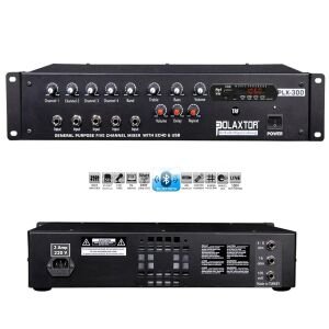 POWER MİXER ANFİ 5 KANAL 300W TRAFO/EKO/BT/USB/SD/UK/FM YERLİ POLAXTOR PLX-300TE