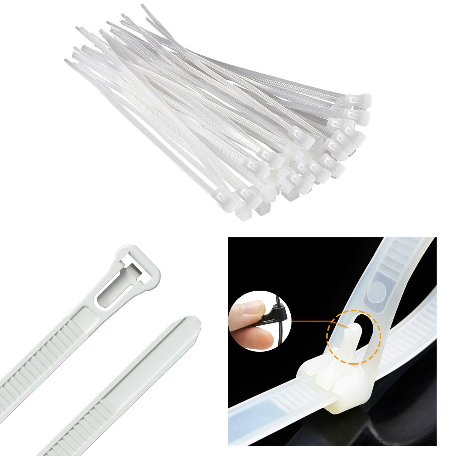 AÇILABİLİR KABLO BAĞI BEYAZ 37CM 7.6MM PLASTİK CIRT KELEPÇE NAYLON (100 ADET) JAMESON JAKB-7637