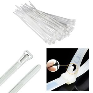 AÇILABİLİR KABLO BAĞI BEYAZ 37CM 7.6MM PLASTİK CIRT KELEPÇE NAYLON (100 ADET) JAMESON JAKB-7637
