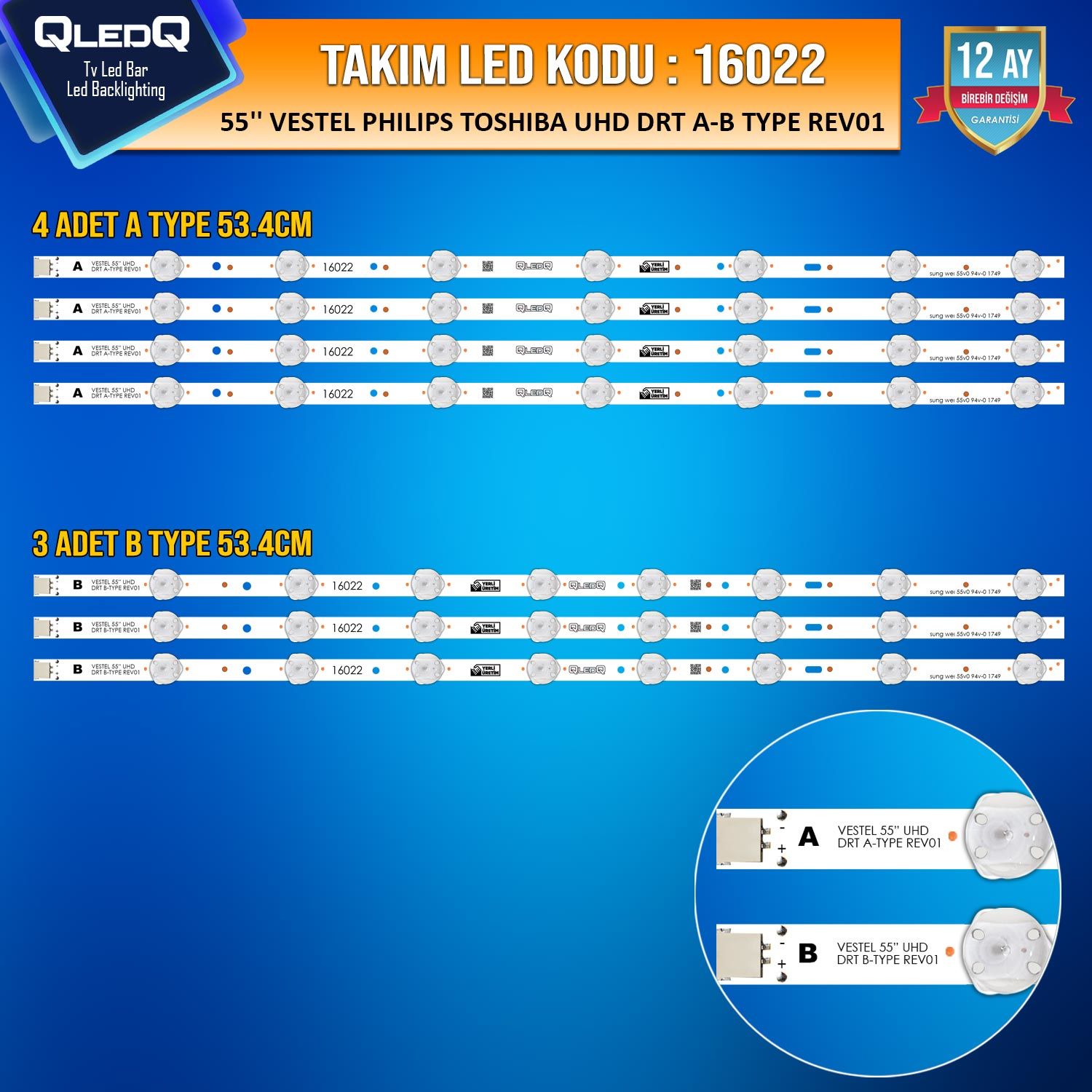 TAKIM LED-122 (4XA-3XB) 55 VESTEL PHILIPS TOSHIBA UHD DRT A-B TYPE REV01