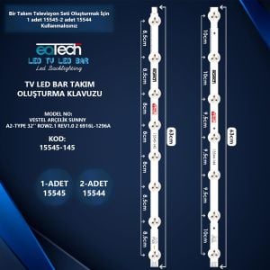KOD-145 32 VESTEL ARÇELİK SUNNY  A2-TYPE ROW2.1 REV1.0 2 6916L-1296A 63CM 8LED