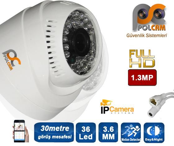 IP KAMERA DOME 1.3MP 3.6MM 36LED POLCAM PC-0104