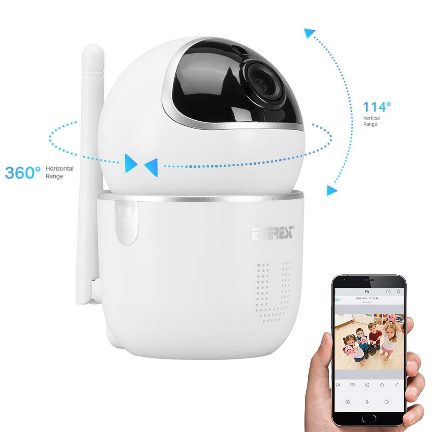 AKILLI BEBEK GÜVENLİK KAMERASI 1MP 3.6MM WİFİ DVR HAREKETE DUYARLI EVEREST DF-H01