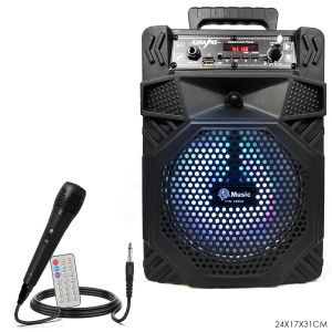 SEYYAR ANFİ EL MİKROFONLU 20CM 12W BT/USB/SD LEDLİ QS-5801A