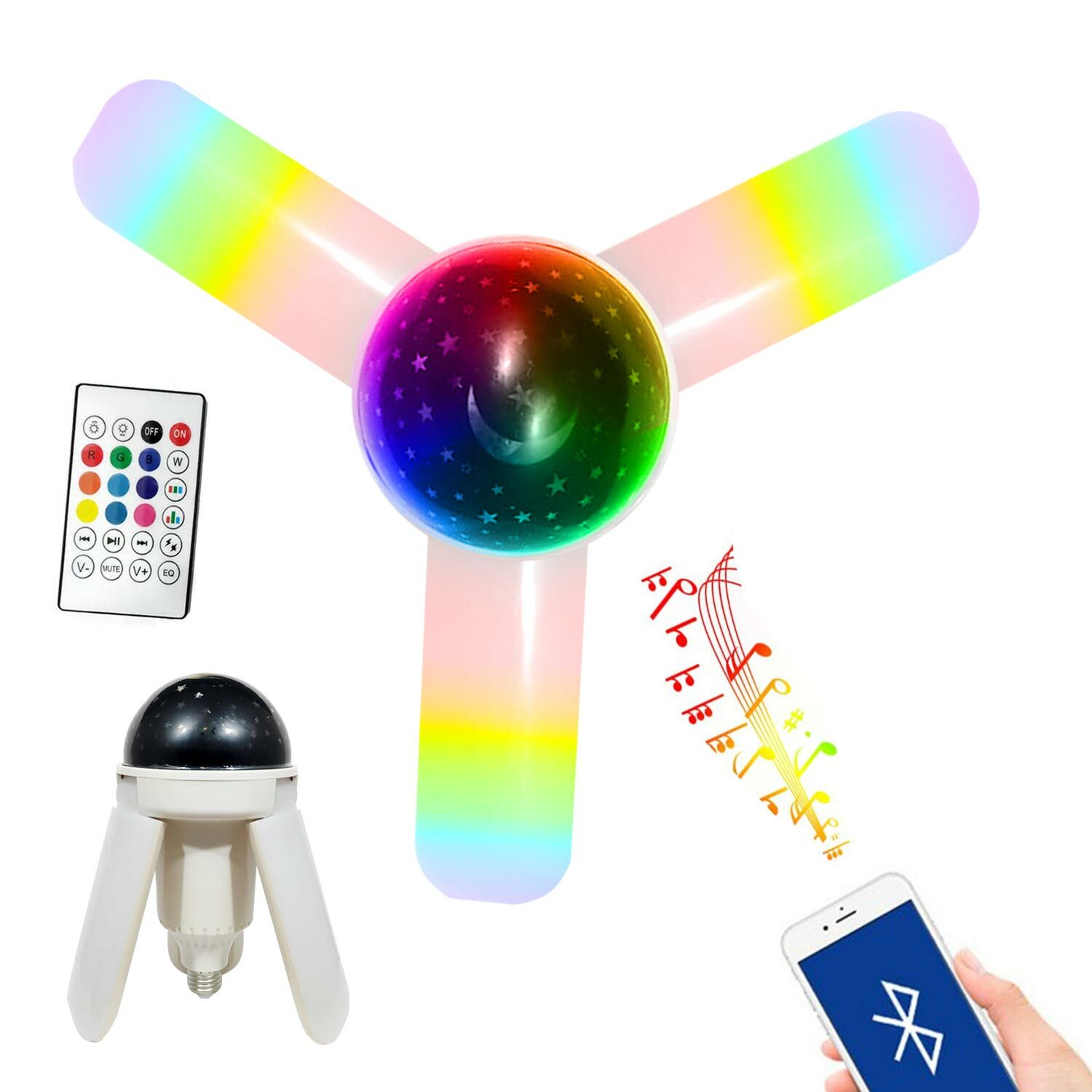 LED AMPÜL MÜZİK LAMBASI RGB ANİMASYONLU 220V E27 BLUETOOTH GOLD ORION KK-302