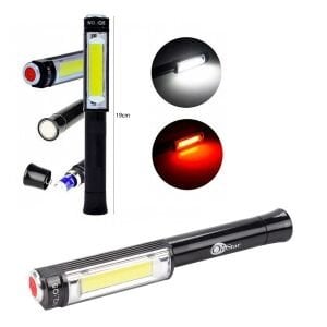 EL FENERİ PİLLİ KIRMIZI FLAŞÖRLÜ COB LED 5W MIKNATISLI ONSTAR-Q5