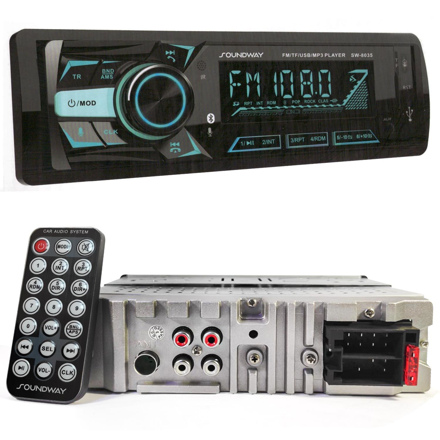 SOUNDWAY SW-8035 Oto Teyp 4X60 Watt Bluetooth Mobil Aplikasyon Usb Type-C Fm Aux