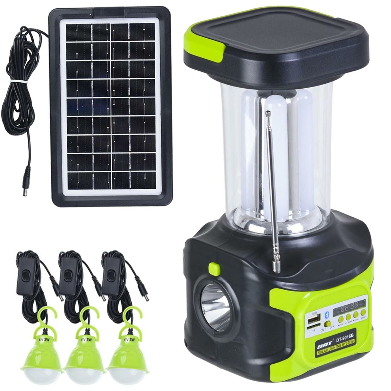 SOLAR KAMP LAMBASI ACİL DURUM IŞIĞI ŞARJLI BT/USB/SD/FM DAT DT-9016B