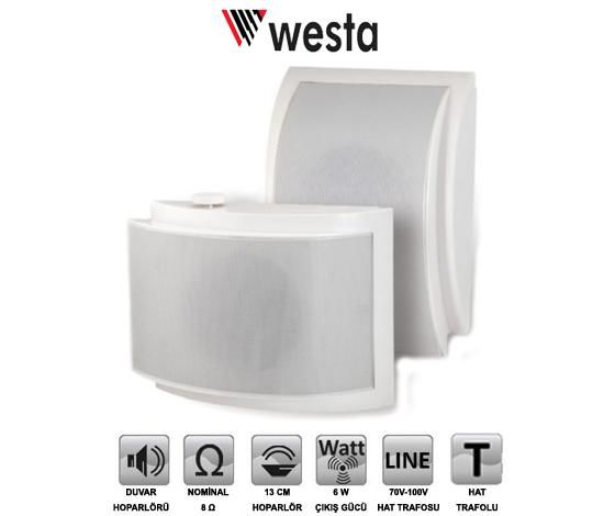 SÜTUN HOPARLÖR 13CM 6W BEYAZ TRAFOLU WESTA WS-118TA