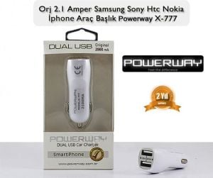 CEP TELEFONU ARAÇ BAŞLIK 2 USB 5V 2.1A POWERWAY X-77