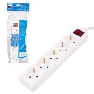 BEŞLİ GRUP PRİZ ÇOCUK EMNİYETLİ  ANAHTARLI TAM BAKIR 2MT PHILIPS SPS-1050A
