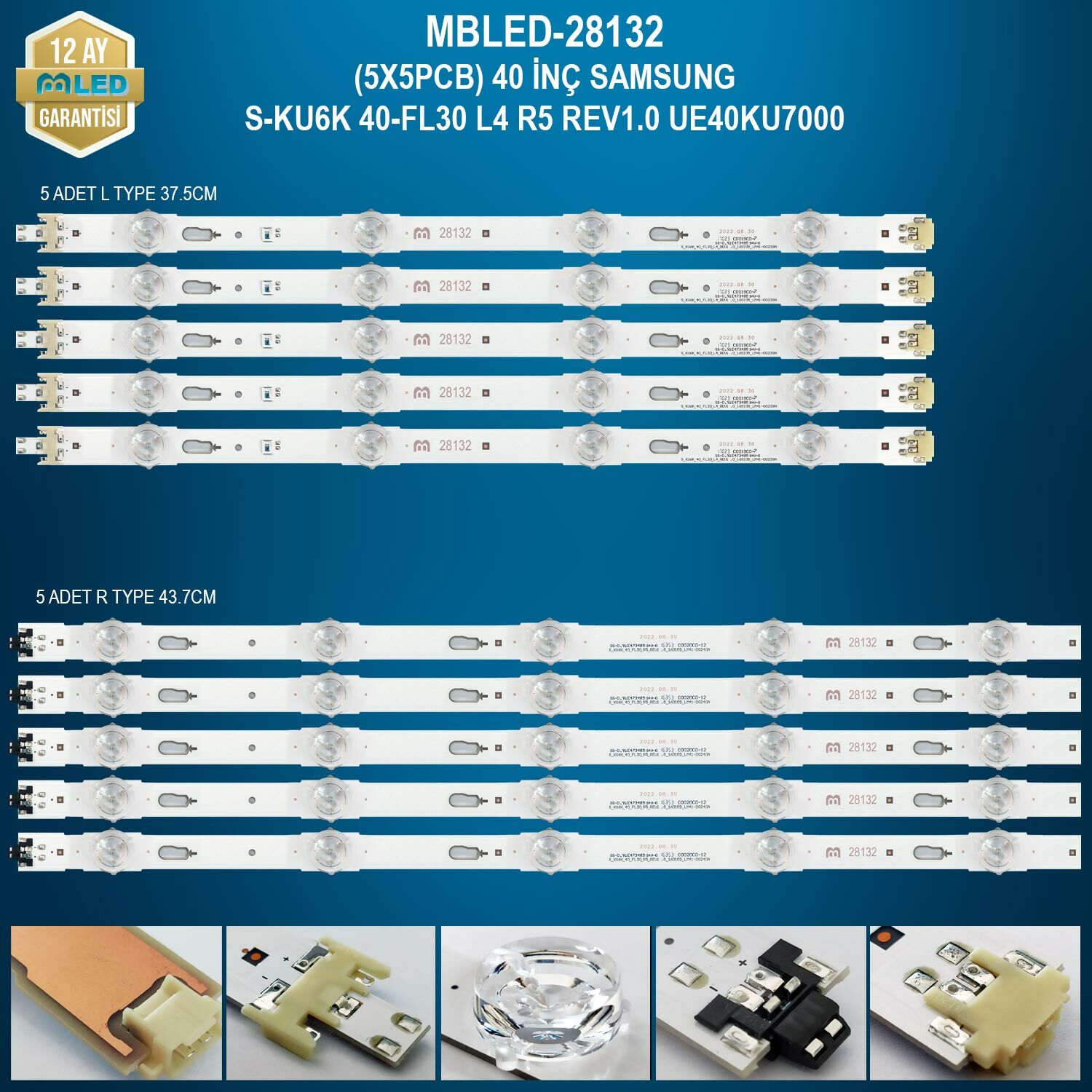 MBLED (5X5PCB) 40 İnç Samsung S-KU6K 40-FL30 L4 R5 Rev1.0 UE40KU7000