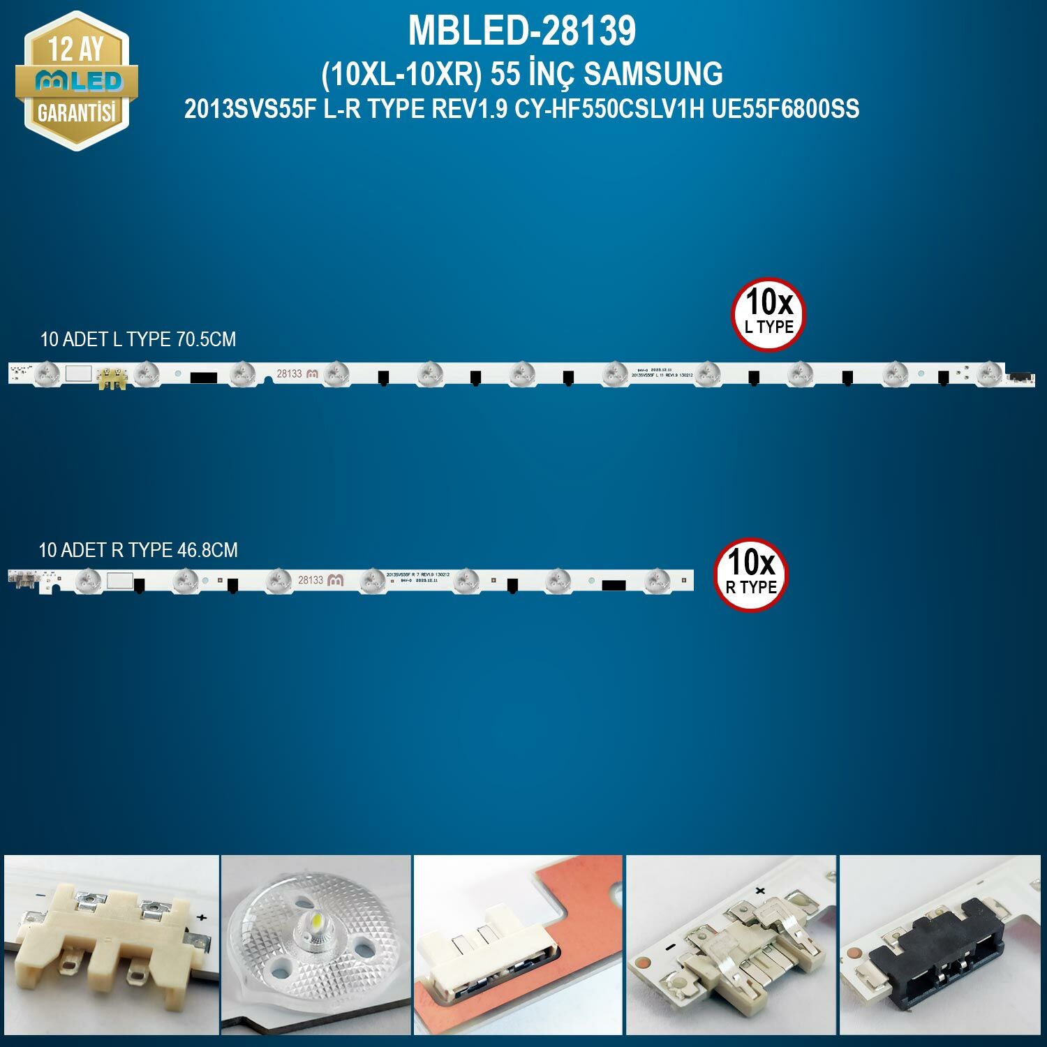 MBLED (10XL-10XR) 55 İnç Samsung 2013SVS55F L-R Type Rev1.9 CY-HF550CSLV1H UE55F6800SS