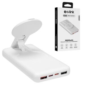 POWERBANK KABLOSUZ ŞARJ 10000 MAH 2XUSB 2XTYPE-C GİRİŞLİ STANDLI S-LİNK P-110