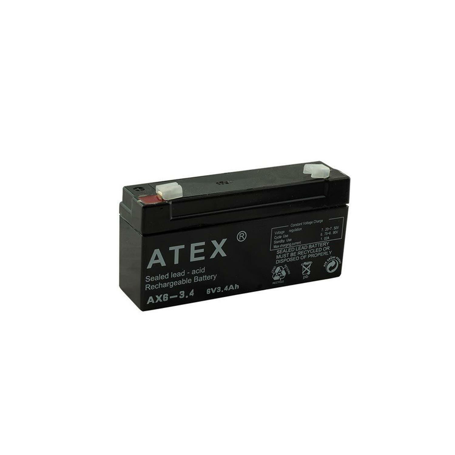 AKÜ 6V 3.4A YATIK (12.5X6X3CM) ATEX AX6-3.4