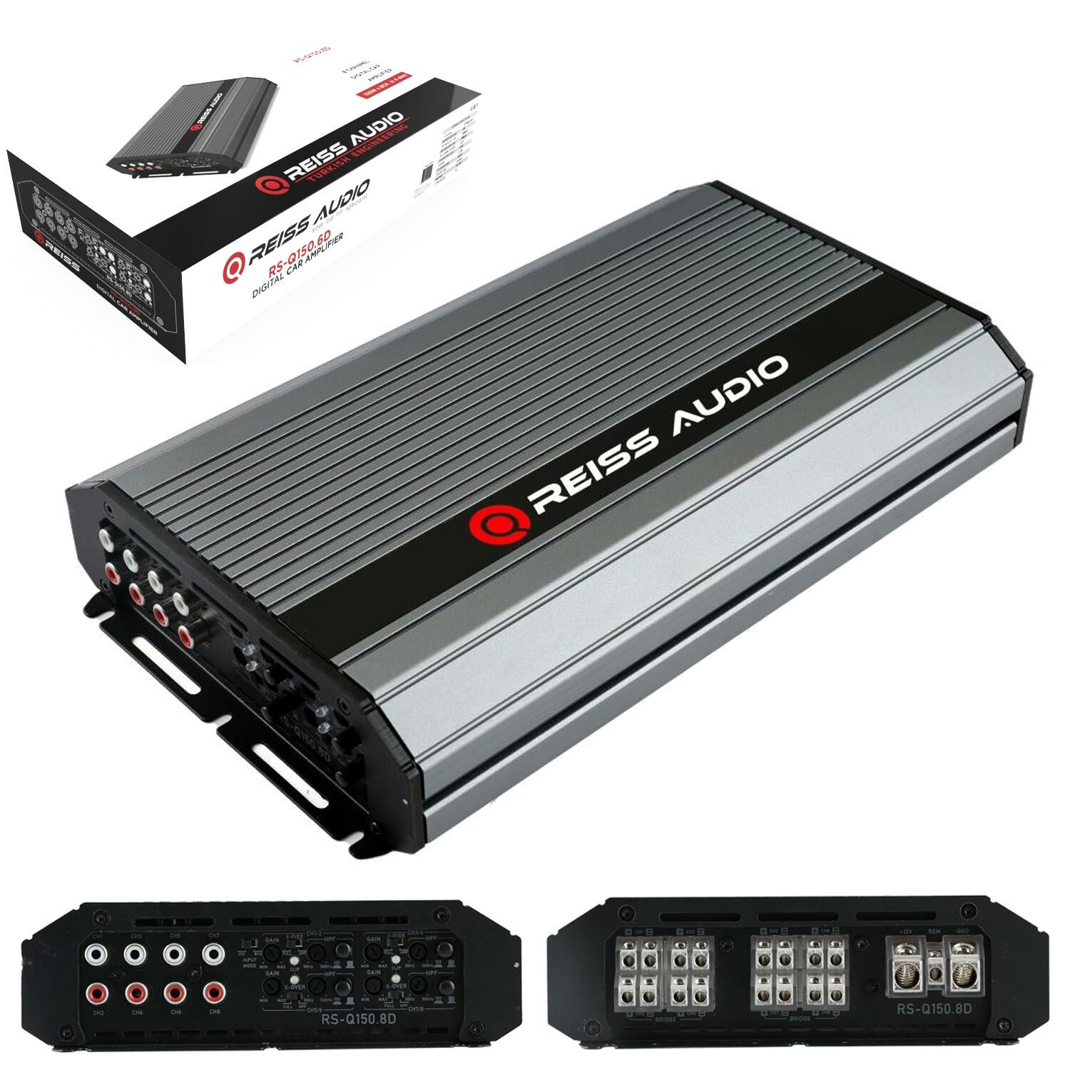 REISS AUDIO RS-Q150.8D Oto Anfi Stereo 8X150 Watt 8 Kanal