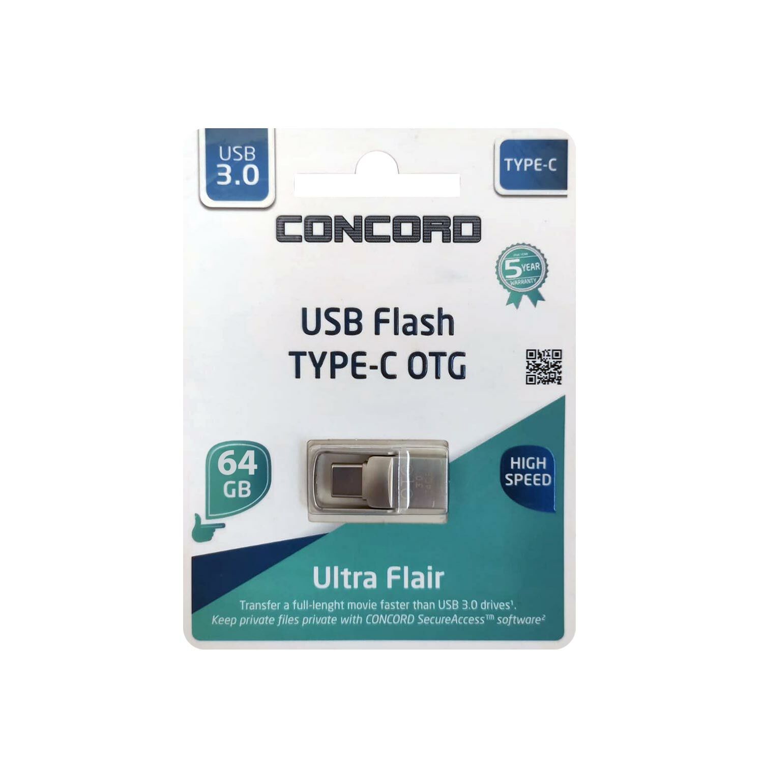 USB FLASH BELLEK 64GB 3.0 OTG TYPE-C METAL MİNİ CONCORD C-OTGT64
