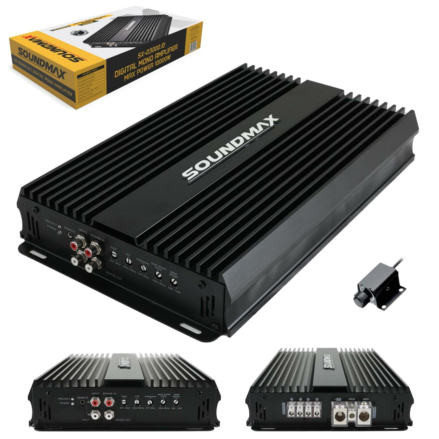 SOUNDMAX SX-3000.1D Oto Anfi Mono 3000 Watt 1 Kanal Bass Kontrol