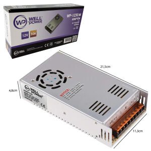 ADAPTÖR 12V 30A METAL KASA FANLI WELLPOWER WP-1230M