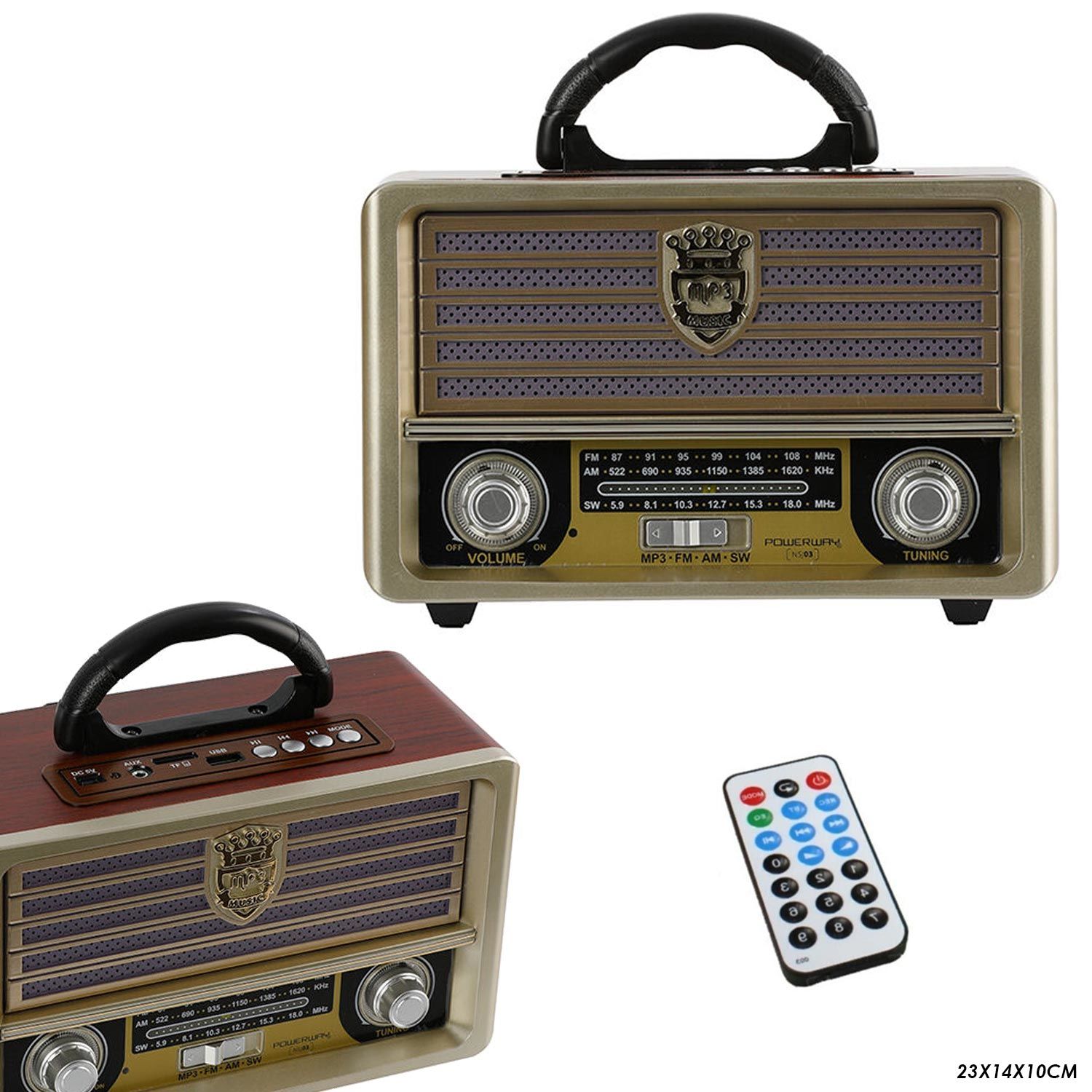 RADYO NOSTALJİ ŞARJLI PİLLİ BT/USB/SD/AUX/FM POWERWAY NSJ-03