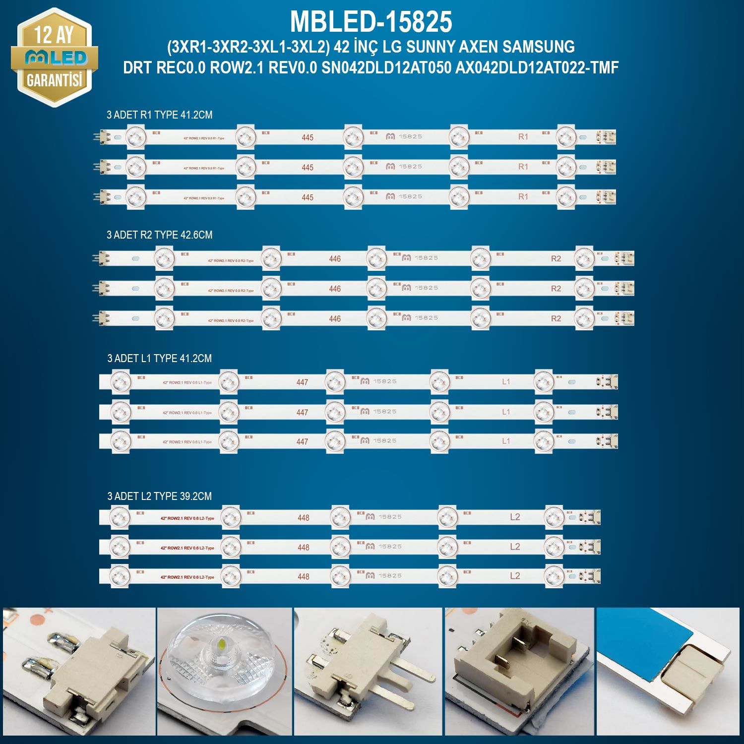 TAKIM LED-25 (3X222-3X223-3X224-3X225) 55 LG SUNNY AXEN SAMSUNG V14 DRT ROW2.1 REV1.0 L1 L2 R1 R2 TYPE 6916L 1216A 136