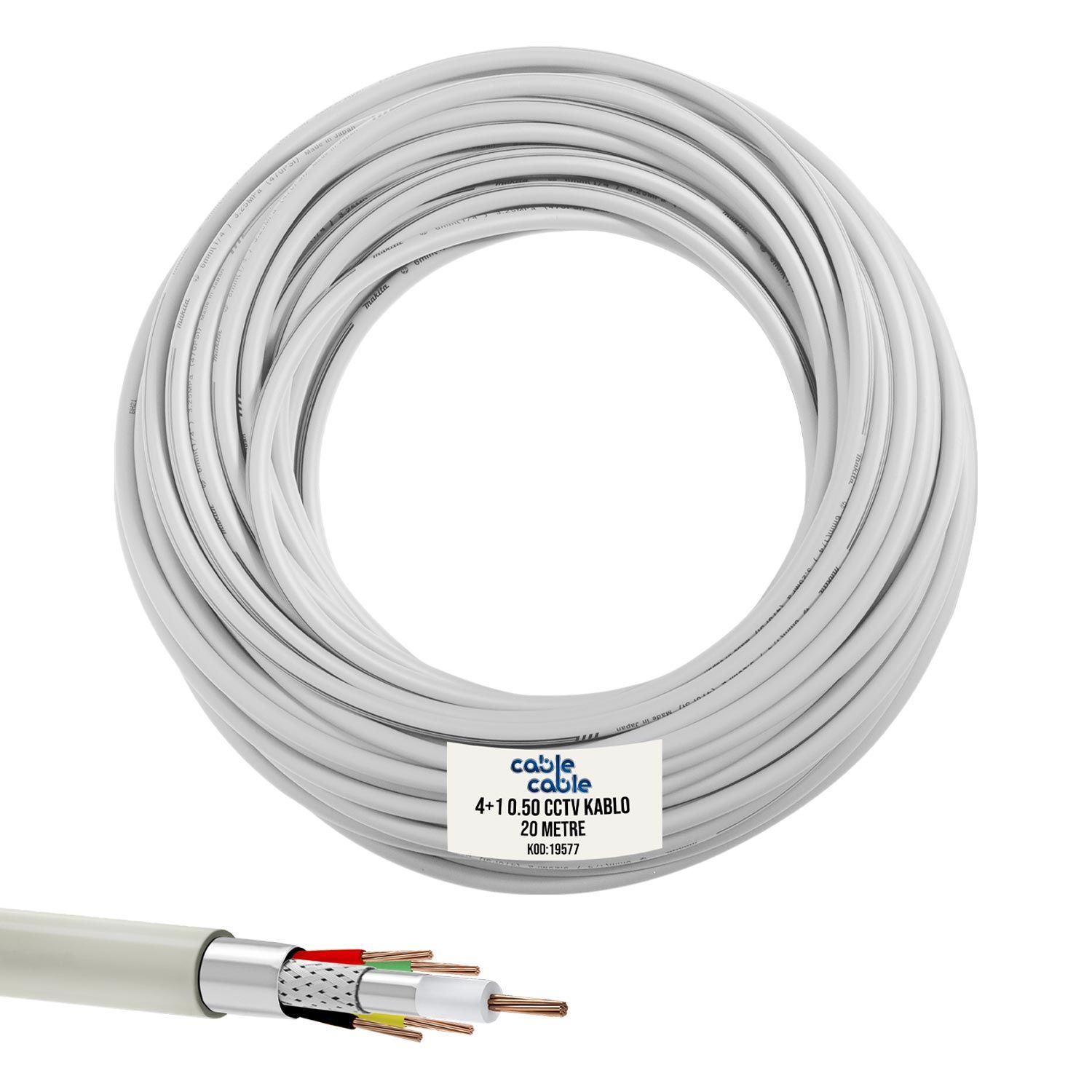 KAMERA KABLOSU 4+1 CCTV 0.50 20MT CABLECABLE