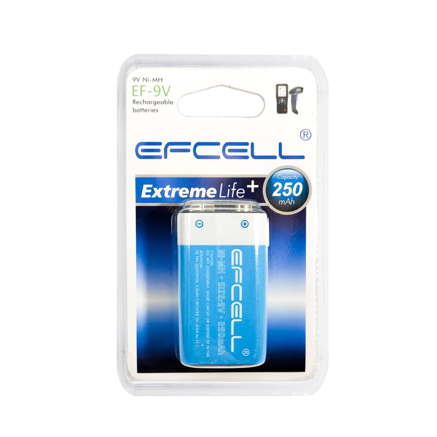 ŞARJLI PİL 9V 250MAH Nİ-MH EFCELL EF-9V